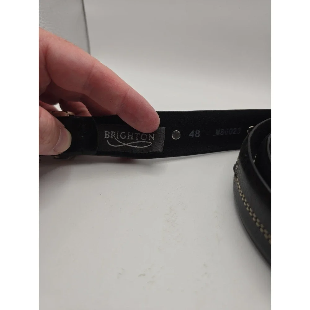 Brighton Womens Size 48 Black Leather Belt
